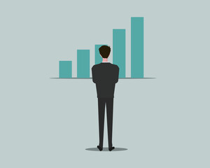 ビジネスの成長を見据えるビジネスマン。ベクターイラスト
