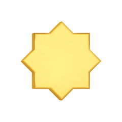 Arabic islamic golden shape for muslim design. 3d border icon. Frame text box . Vector realistic illustration