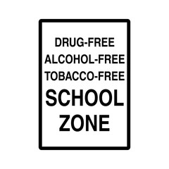 Drug Alcohol-Free School Zone Symbol Sign on Transparent Background