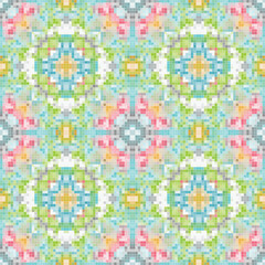 Pixel mosaic seamless pattern design, Repeat textile design. 
