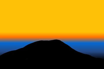 Sunset over the mountains. Panoramic sketch.