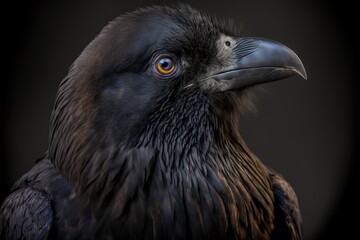 studio portrait, black raven