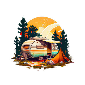recommend clip art: Retro Camping Watercolor