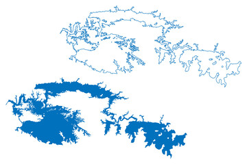 Fototapeta premium Lake Bayano (Republic of Panama, central america) map vector illustration, scribble sketch Bayano map