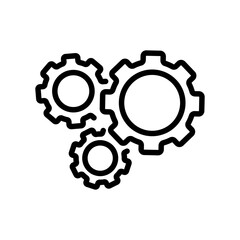 Mechanism line icon. Wrench, settings, thinking, puzzle, settings, parameters, search, research, correction, setting, sorting. The concept of parameters. Vector black line icon