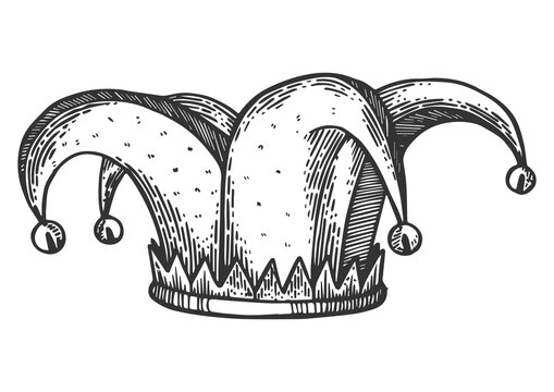 Jester hat engraving PNG illustration with transparent background