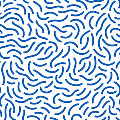 Vector seamless wavy blue monochrome pattern. Abstract linear waves on the water - obrazy, fototapety, plakaty