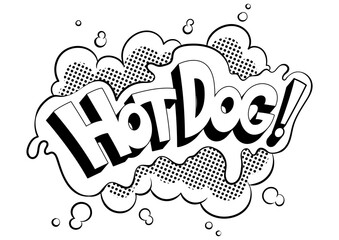 Hot dog word comic book coloring PNG illustration with transparent background
