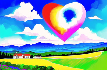Plakat Heart Abstract Painting Grafiti Valentine day illustration Creative Modern Love Concept GenerativeAI