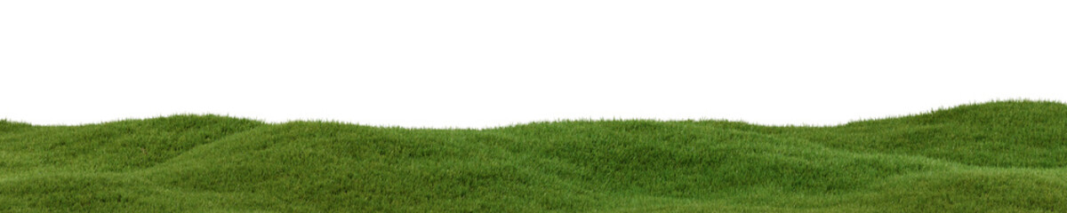 Fototapeta na wymiar Architectural and landscape concept. Green grass field isolated on transparent background. 3d rendering illustration. PNG format