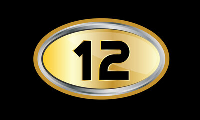 Number Gold Elips Elegant Silver Logo