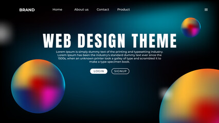 landing page design with 3d elements for business web