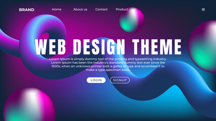 landing page design with 3d elements for business web