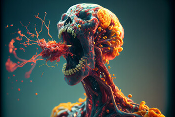 Fungal Invasion: Humans Infested with Cordyceps in Stunning Stock Photo. Based on the TV series. Generative AI.