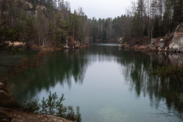 Fototapeta premium reflection of trees in the lake