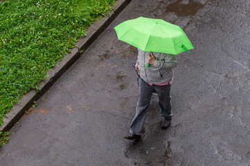 Man under an umbrella in the rain