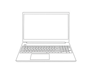 Laptop line art vector illustration
