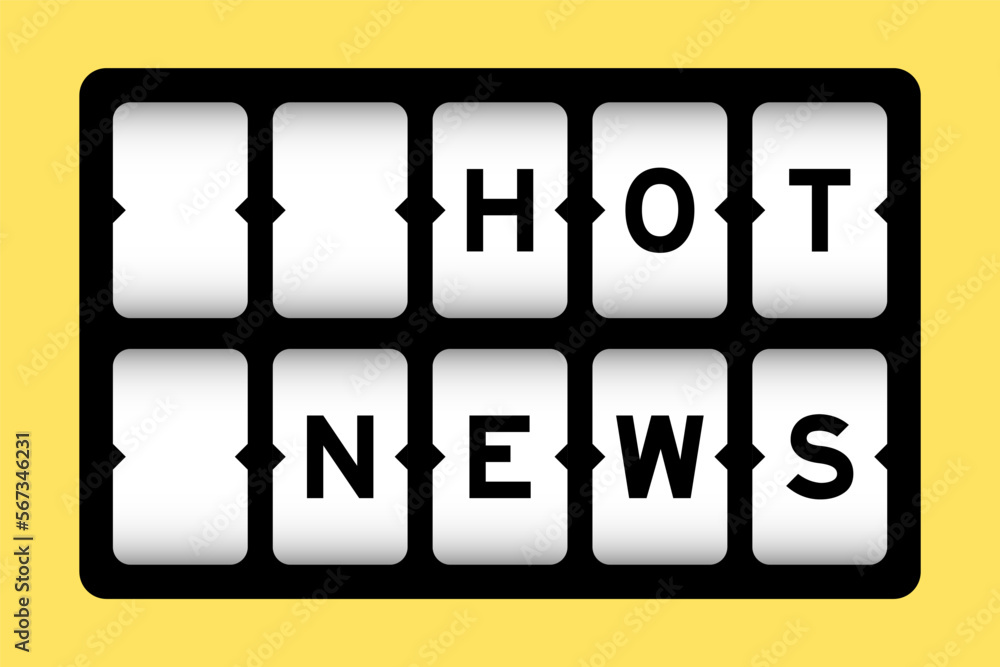 Poster Black color in word hot news on slot banner with yellow color background