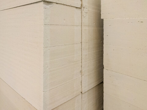 Aerated concrete blocks stacked on top of each other.