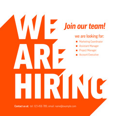 We are hiring minimalistic flyer template - red white version