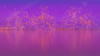 Particles background with colorful,reflection on the floor