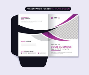 Business presentation folder for modern geometric company annual report layout