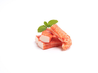 Crab sticks kanikama isolated on white background. Japanese food