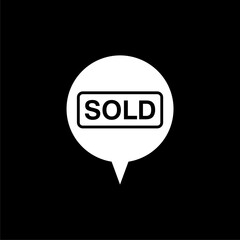  Sold icon isolated on black background.