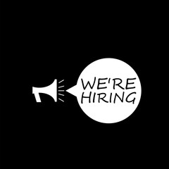 We re hiring. Glitch icon icon isolated on black background.