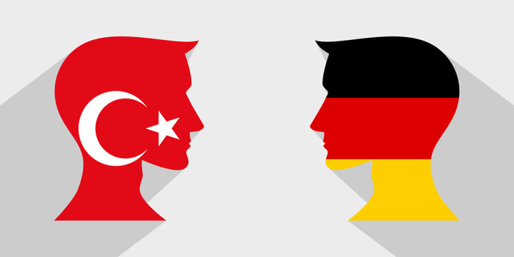 face to face concept. turkey vs germany. vector illustration