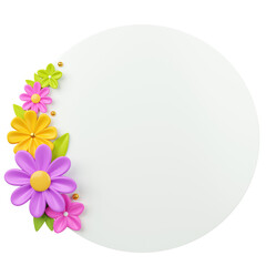 Frame for text with 3d flowers and leaves