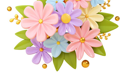 3d bouquet of spring flowers