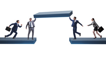 Fototapeta premium Concept of teamwork with bridge being built