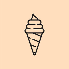 Minimalistic linear vector ice cream icon. Fast food icon and icon for restaurant menu concept design.