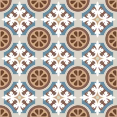 Gordijnen Mediterranean floor tiles with floral pattern © Slanapotam