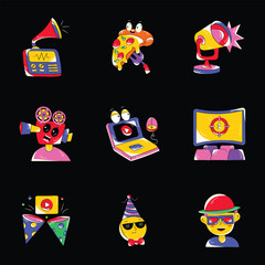 Bundle of Cute Multimedia Flat Stickers 

