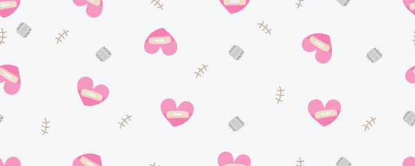 Pastel love Valentine heart doodle pattern