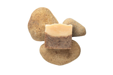 Homemade natural soap on transparent background