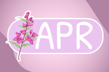 april month birth flower with pink sweet pea illustration