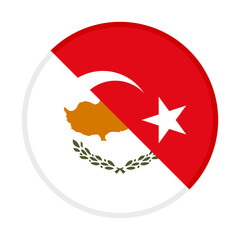 round icon with cyprus and turkey flags isolated on white background