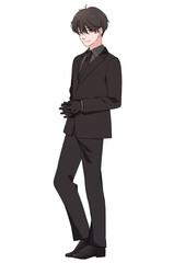 黒いスーツを着たかっこいい男性の立ち絵
