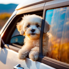 Cute Dog in Car