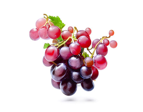 Bunch of purple grapes watercolor paint isolated on white. Generative AI