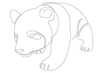 One continuous line of Panda Bear. Thin Line Illustration vector concept. Contour Drawing Creative ideas.