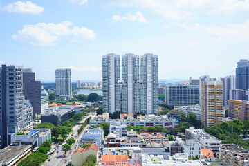 Fototapeta na wymiar Aerial View of Singapore City - シンガポール 街並み