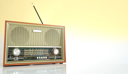 world Radio day concept image, Retro type vintage radio with ivory colour background