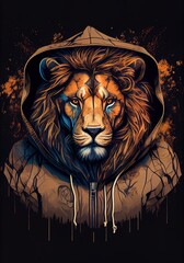 Lion head illustration, Generative Ai