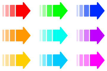 Directional Arrow icon set. Motion Colorful arrow symbol. Gradient style