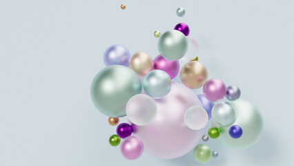 bubbles in the air. colorful balls on a white background. 3d render