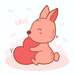 Big isolated hand drawn cartoon vector character design animale in love, doodle style Valentine concept animal flat vector illustration